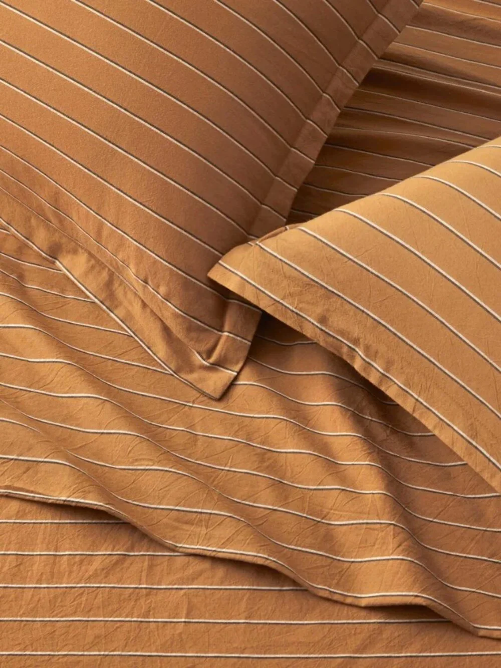 Dione Striped Chambray Cotton Duvet Cover Set | Washed Cotton Bedding